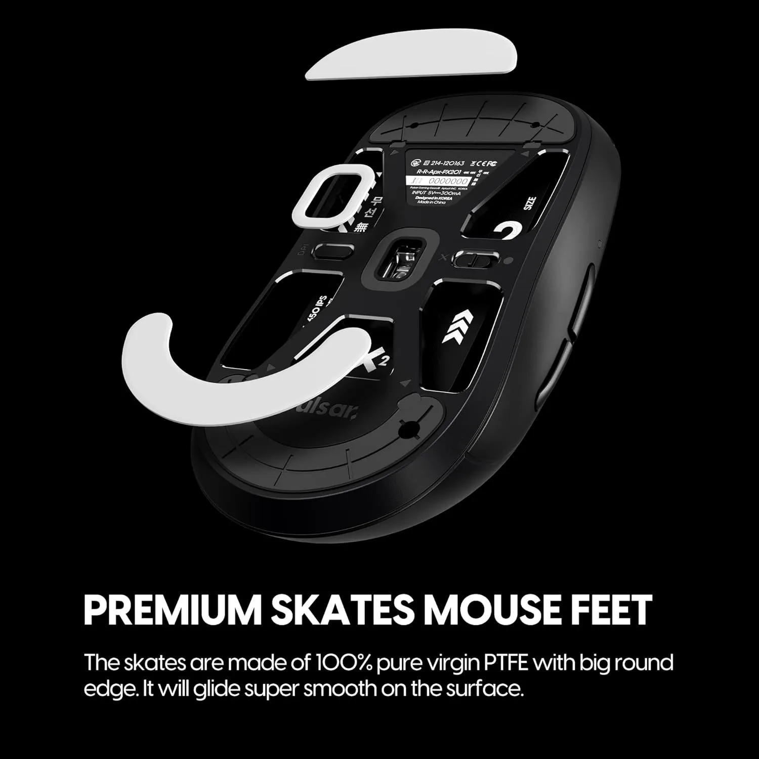 Pulsar Gaming Gears - PTFE Mouse Feet for X2 & X2 Mini Wireless Mice Premium Skate - White, Original Thin Type (0.6mm)