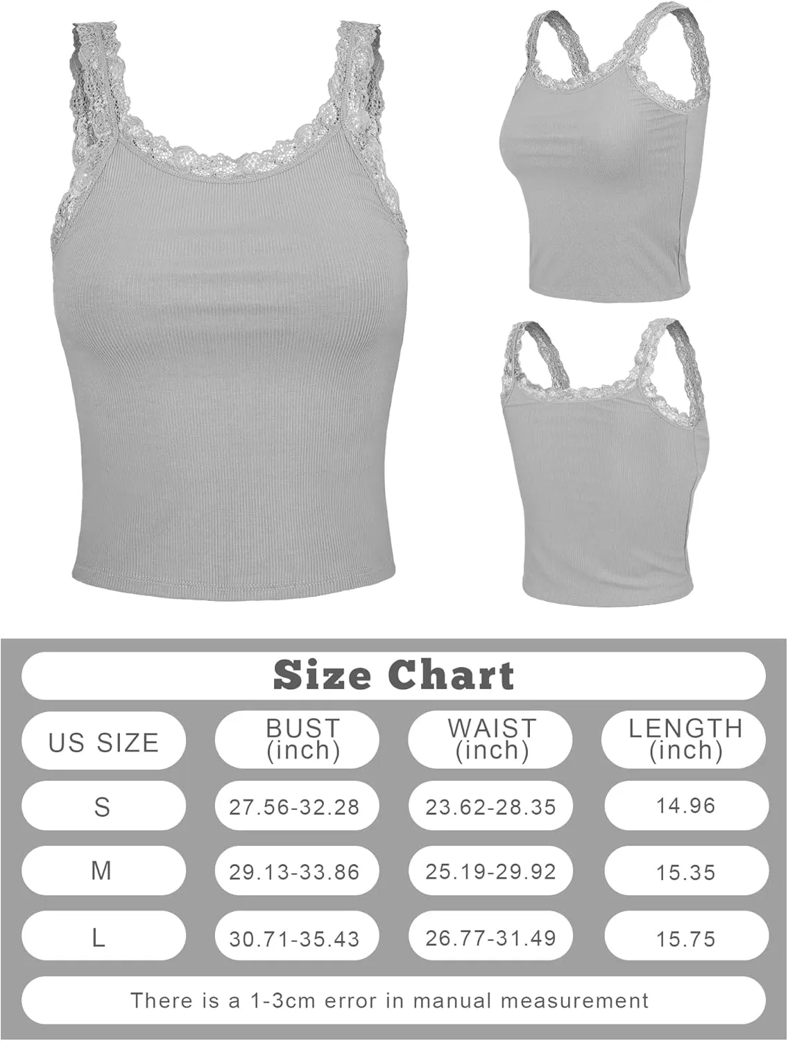 Sintege 3 Pcs Women's Lace Patchwork Tank Top Lace Camisole Tank Sleeveless Cami Crop Lacework Trim Y2k Tops