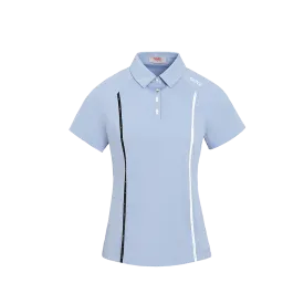 SVG Golf Women's Haze Blue Stripe Print Short Sleeve Polo Shirt