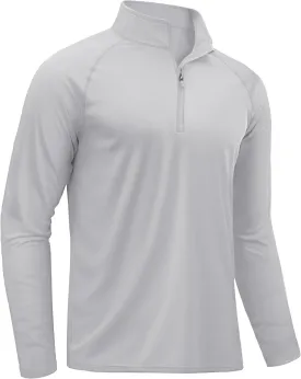 TACVASEN Men's Long Sleeve Athletic Shirts 1/4 Pullover Zip Sun Protection Rash Guard UPF 50  Outdoor Running T-Shirts