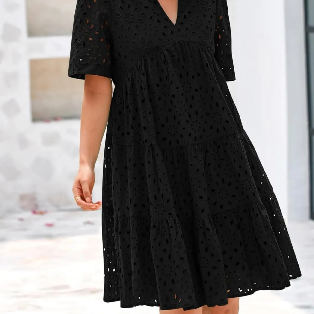 The Beauty North Eyelet Dress, Casual Eyelets Lace Dress for Women, Spring Eyelet Dresses for Women 2025