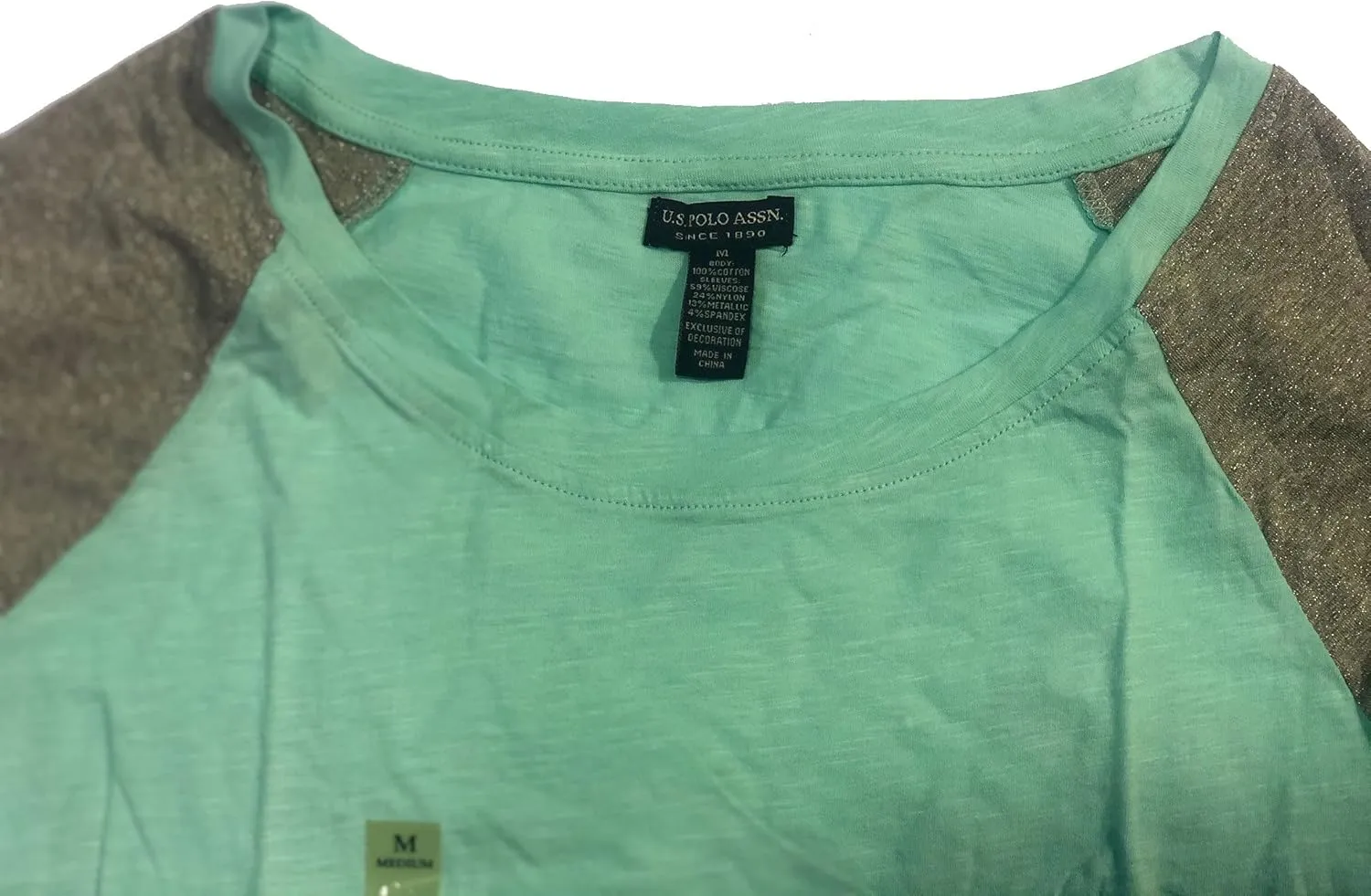 U.S. Polo Assn. Juniors Metallic 3/4 Sleeve Knit Body T-Shirt