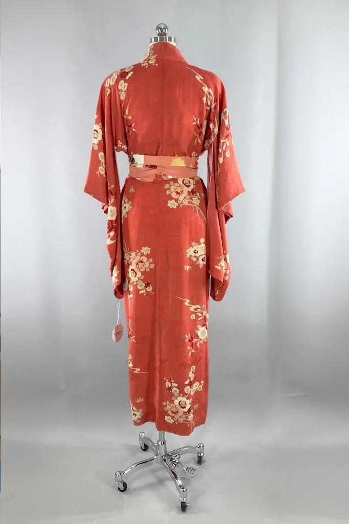 Vintage 1920s Terra Cotta Silk Kimono