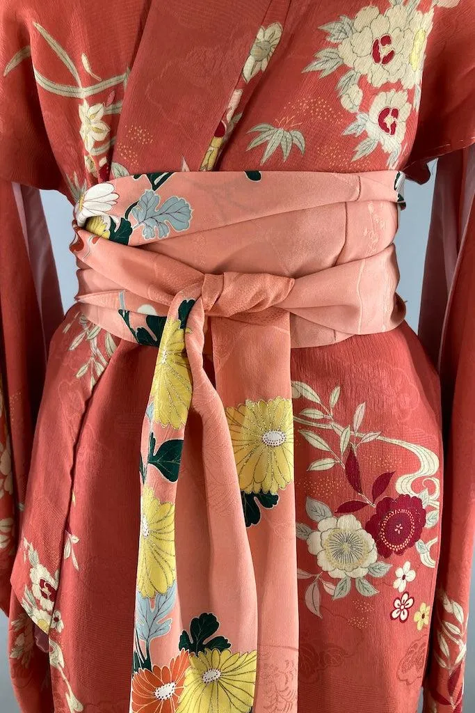 Vintage 1920s Terra Cotta Silk Kimono