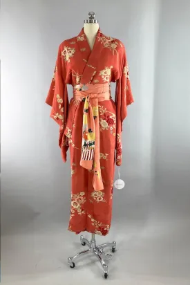 Vintage 1920s Terra Cotta Silk Kimono