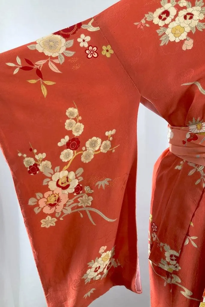 Vintage 1920s Terra Cotta Silk Kimono