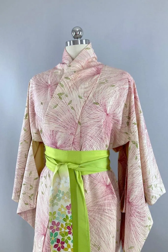 Vintage Pink Chrysanthemum Silk Kimono