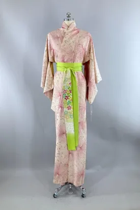 Vintage Pink Chrysanthemum Silk Kimono