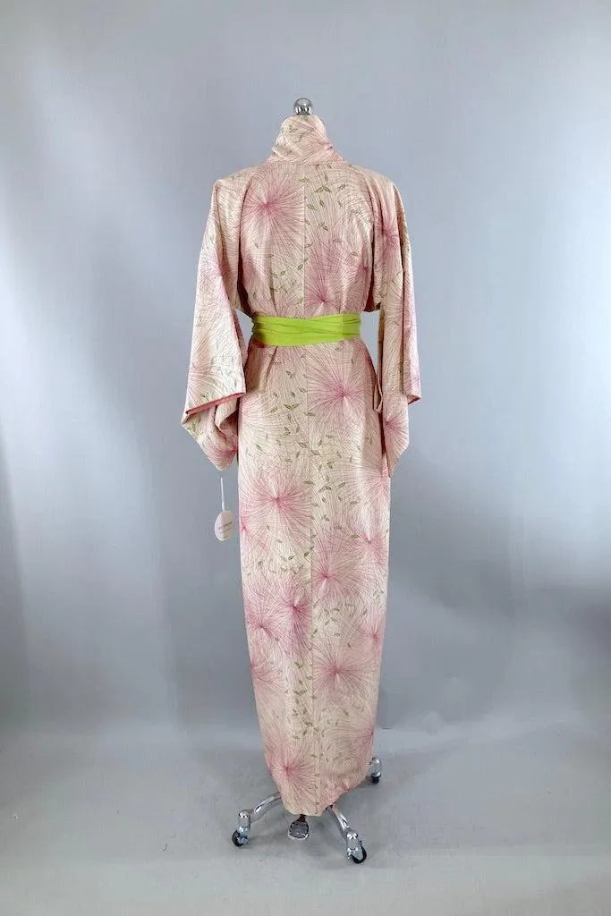 Vintage Pink Chrysanthemum Silk Kimono