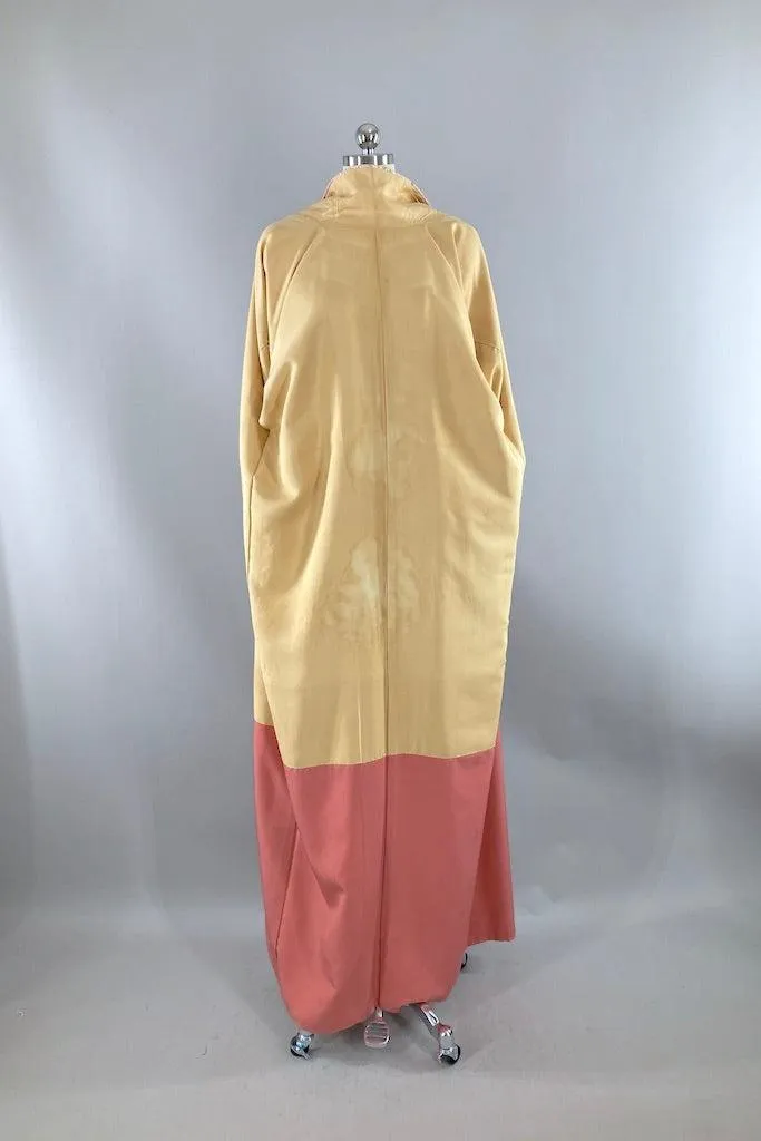 Vintage Pink Chrysanthemum Silk Kimono