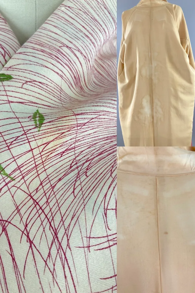 Vintage Pink Chrysanthemum Silk Kimono