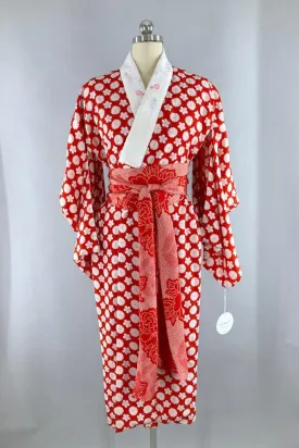 Vintage Red Daisy Kimono