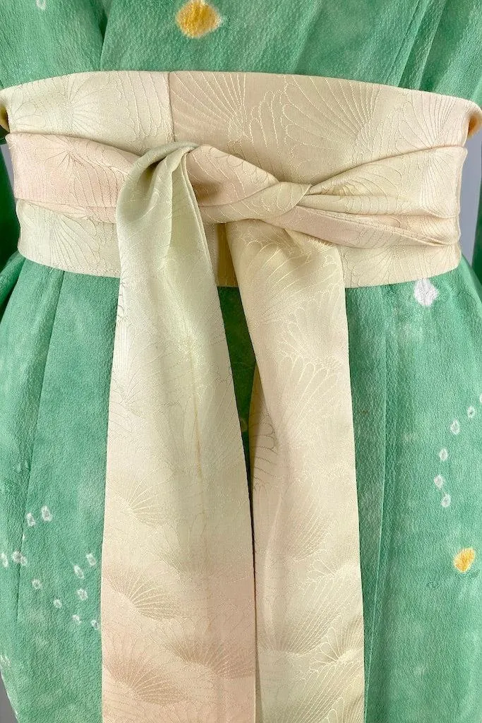 Vintage Sea Green Shibori Silk Kimono