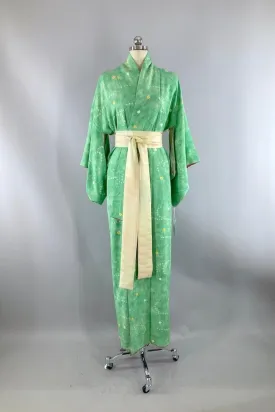 Vintage Sea Green Shibori Silk Kimono