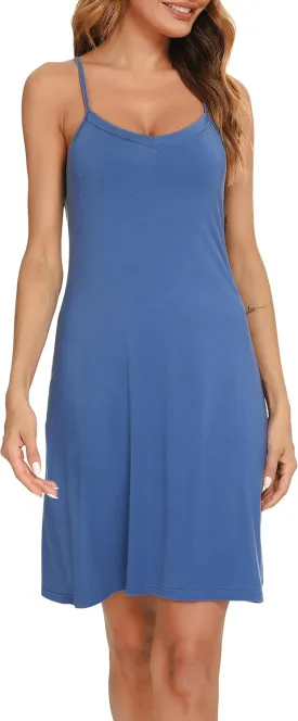 Vlazom Women Full Slips Sexy Soft Slip Dress for Under Dress Spaghetti Strap Cami Slip Chemises V Neck Negligee S-XXL