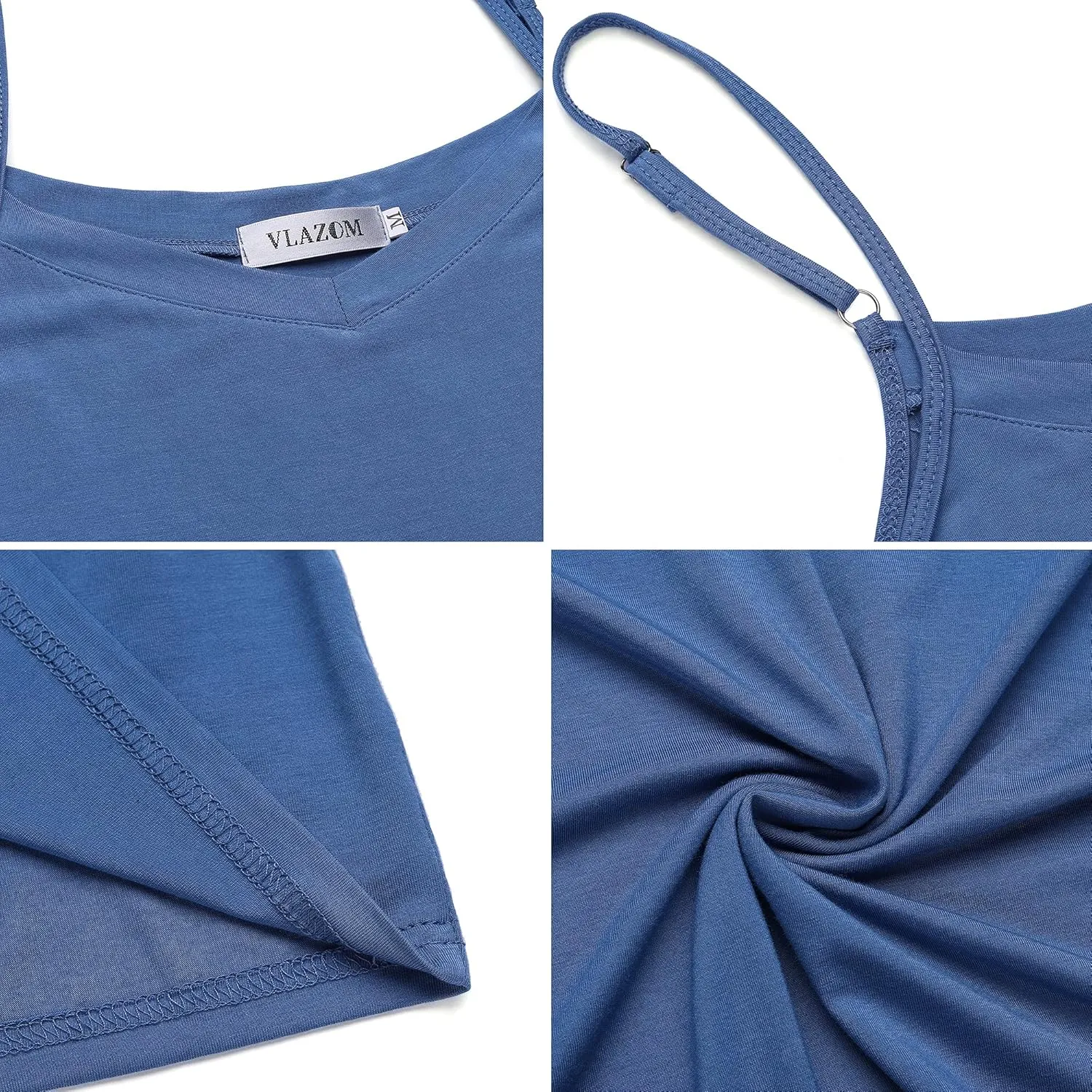 Vlazom Women Full Slips Sexy Soft Slip Dress for Under Dress Spaghetti Strap Cami Slip Chemises V Neck Negligee S-XXL