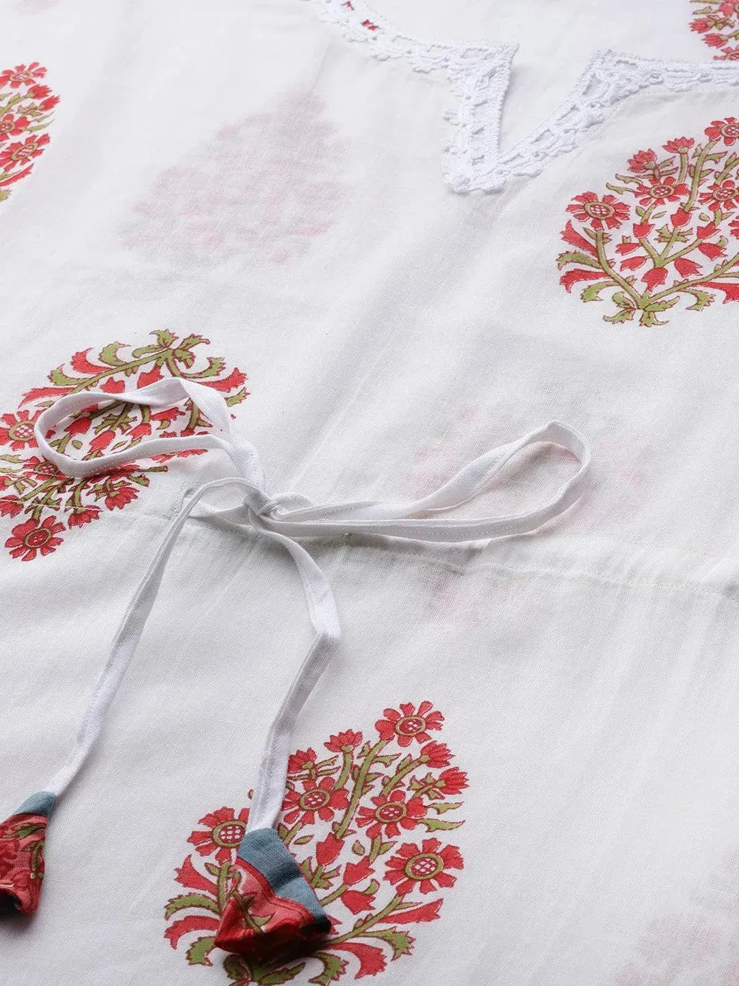 White Printed Cotton Nightdress