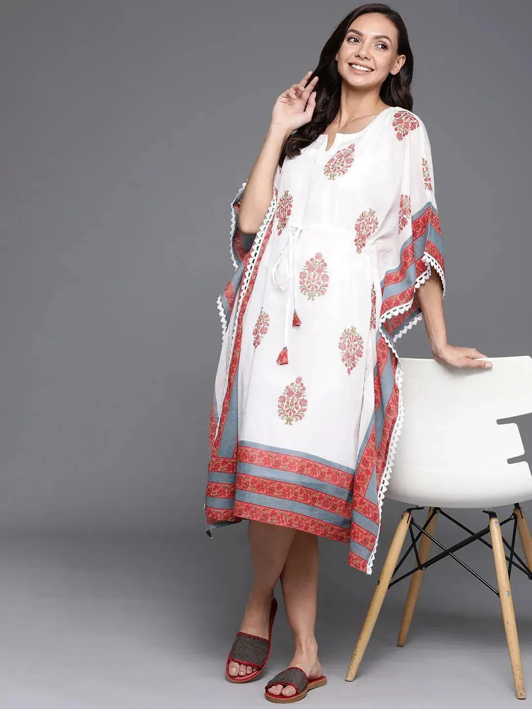 White Printed Cotton Nightdress