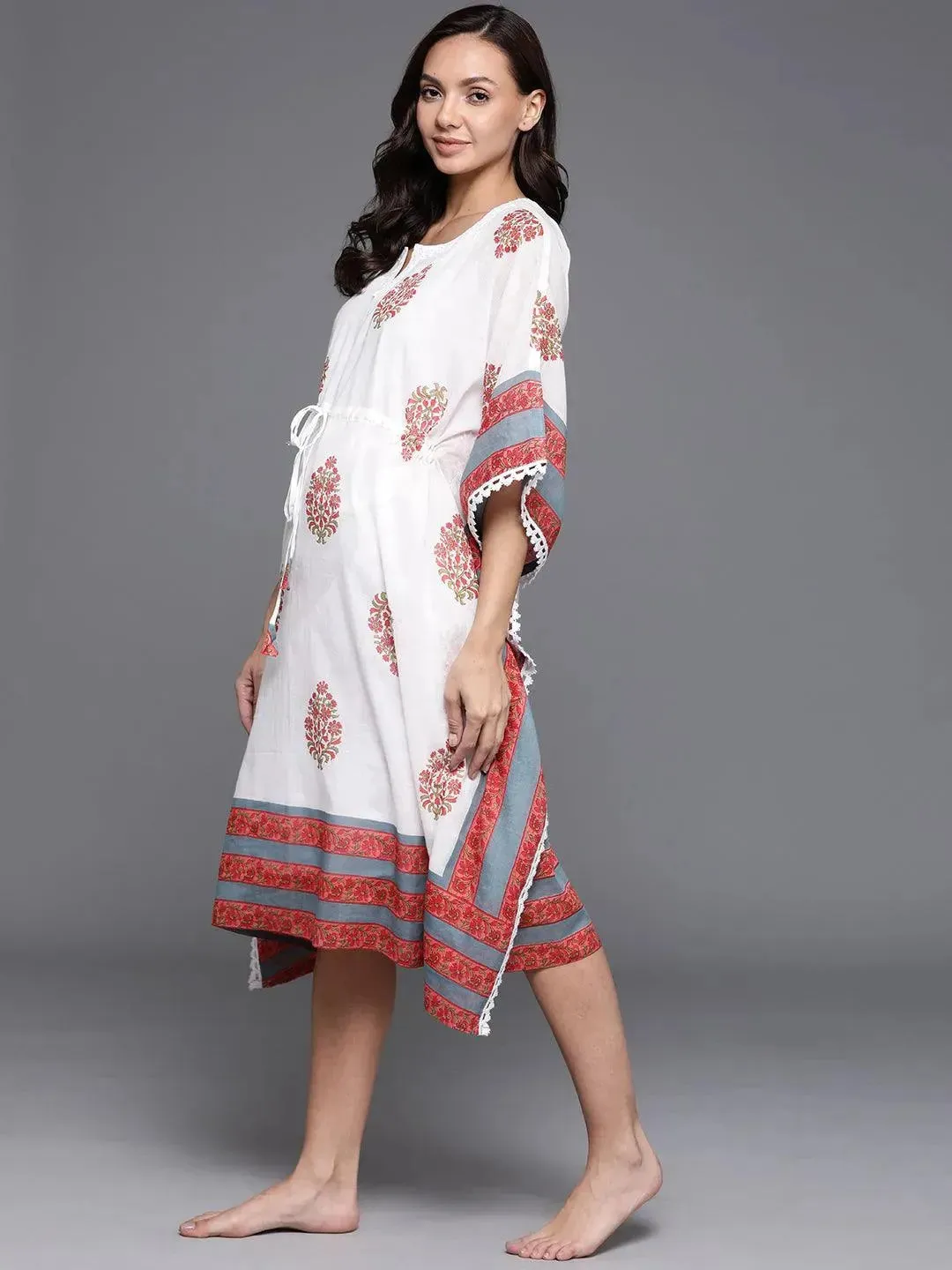 White Printed Cotton Nightdress