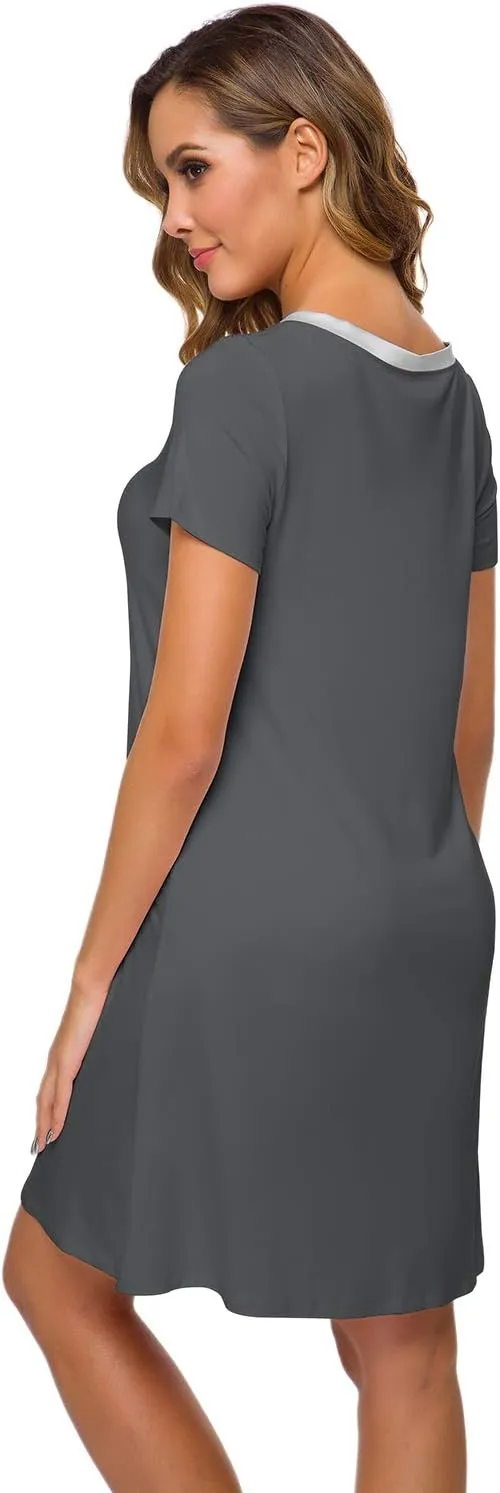 WiWi Loose Comfy Nightgowns for Women Soft Short Sleeve Night Shirt Lightweight Plus Size Sleepwear S-4X