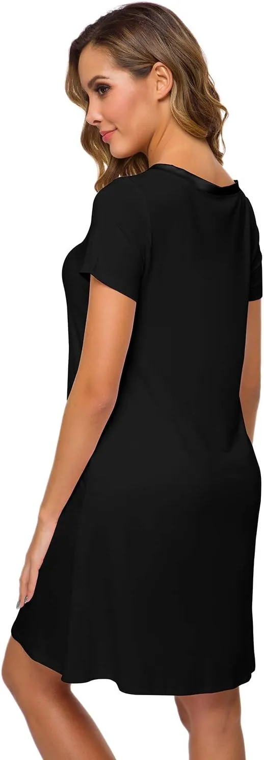 WiWi Loose Comfy Nightgowns for Women Soft Short Sleeve Night Shirt Lightweight Plus Size Sleepwear S-4X