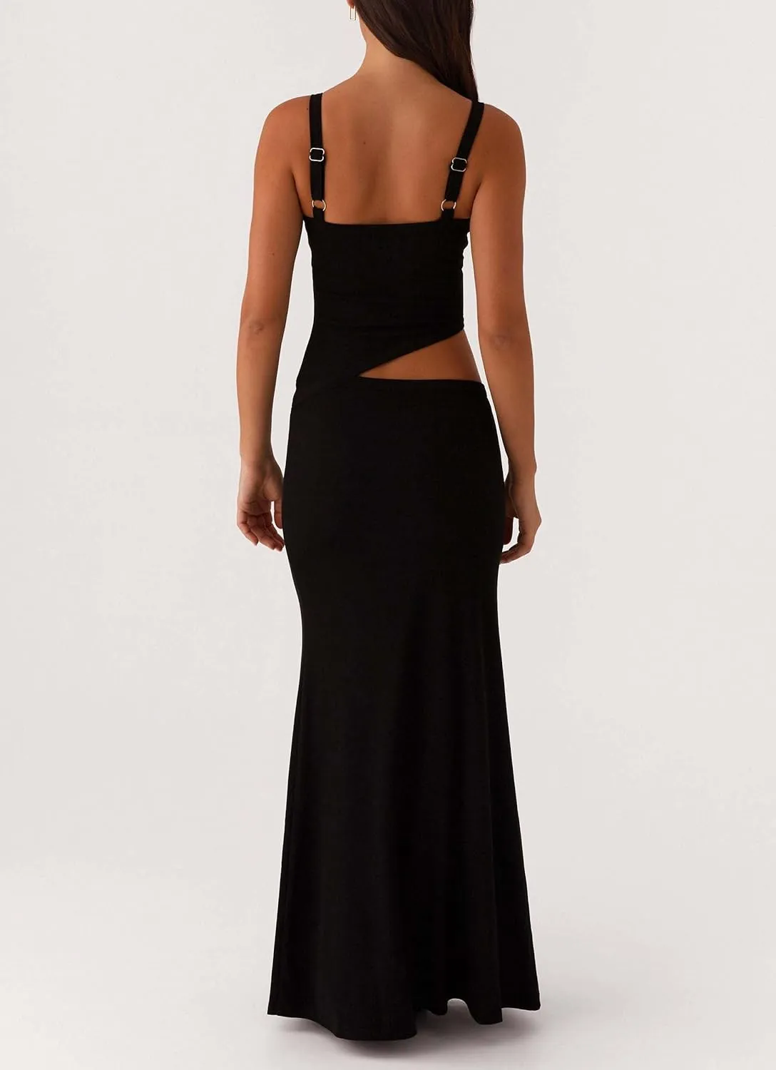 Womens Elegant Spaghetti Strap Maxi Dress Backless Cut Out Bodycon Summer Cami Dress Sexy Formal Cocktail Dresses