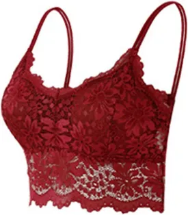 Womens Sexy Lace Camisole Bralette Top with Thin Shoulder Straps Chest Wrap Tops for Outerwear Bralette Crop Top
