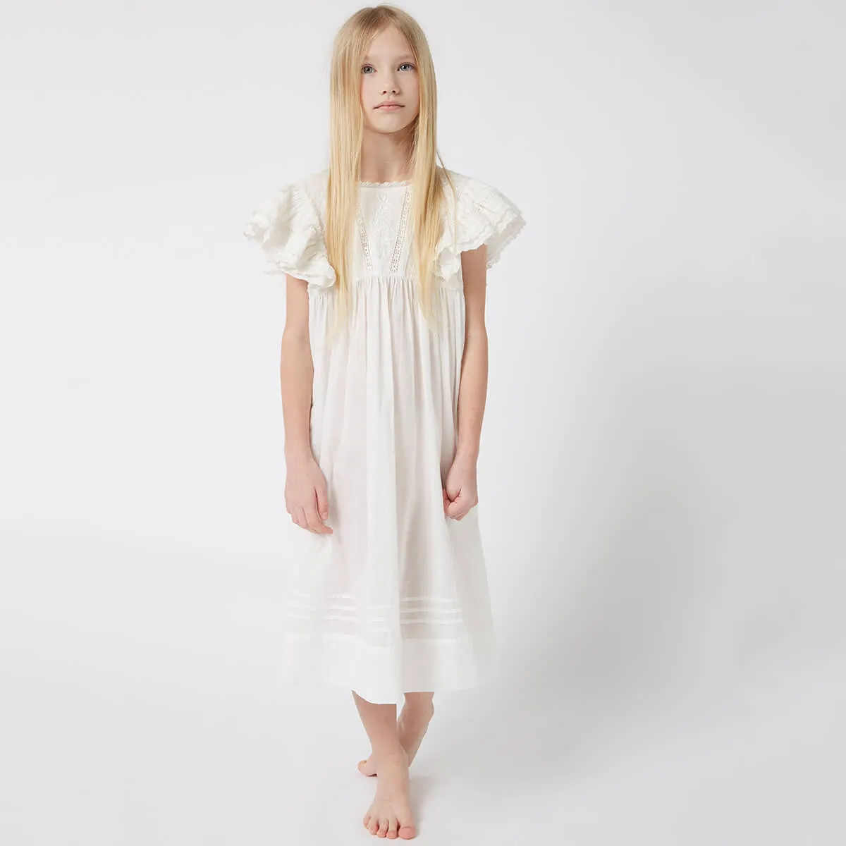 Zinnia Dress in Pure White by Faune