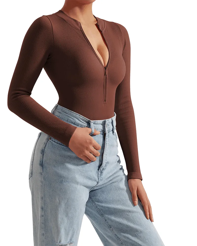 Zip Long Sleeve Triangle Bodysuit