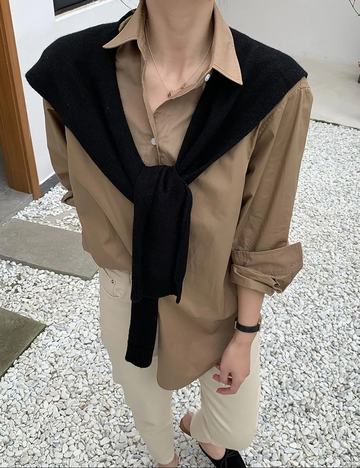Zontroldy Women's Fashion Sweater Knitted Knotted Shawl Wraps Cape Tops Blouses